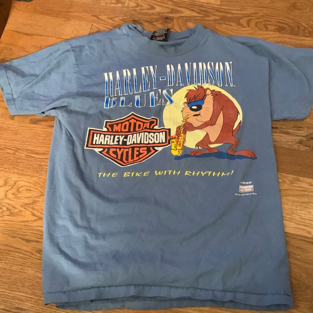 Vgt 1994 Tasmanian Devil Harley Davidson Blues Shirt Bergdale Alberta Lea MN
